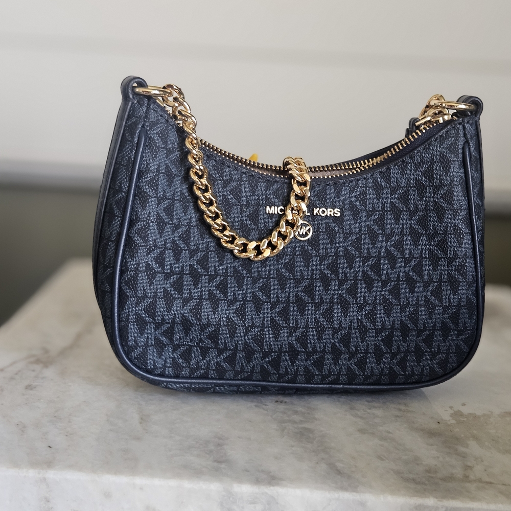 Michael Kors Dark Blue Shoulder Bag with Gold Chain